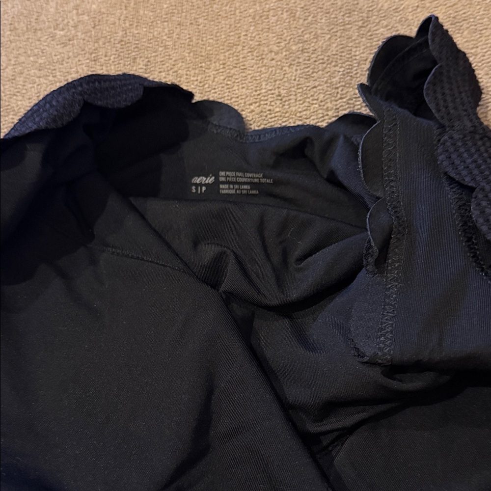 Aerie Solid Black One Piece Swim Suit Small New (TD) - Picture 3 of 5